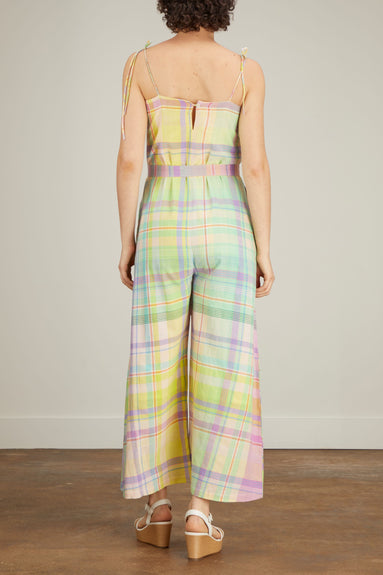 Mii Jumpsuits Handwoven Check Jumpsuit in Turquoise