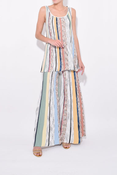 Missoni Clothing Wide Leg Flared Pants in White Multi