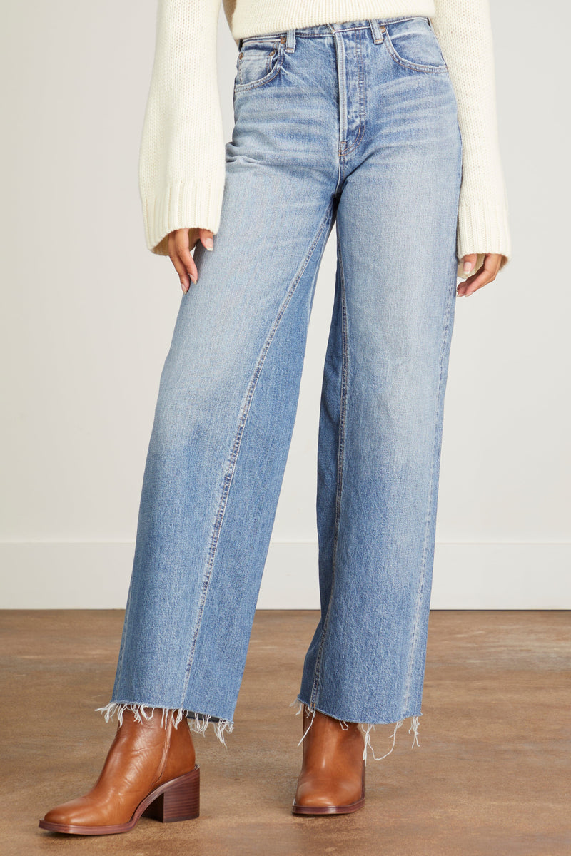 Moussy Riverview Wide Straight Jean in Blue – Hampden Clothing