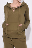 Nili Lotan Clothing Fletcher Lace Up Hoodie in Army Green Nili Lotan Fletcher Lace Up Hoodie in Army Green