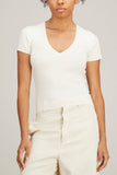 Nili Lotan Tops Italia Cotton Ribbed Sweater in Ivory