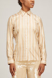 Nili Lotan Tops Lou Shirt in Chain Link Khaki/Ivory