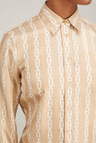 Nili Lotan Tops Lou Shirt in Chain Link Khaki/Ivory