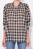 Nili Lotan Clothing Myra Top in Mocha Plaid
