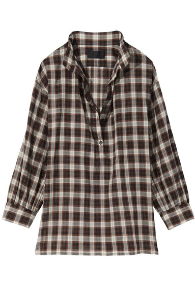 Nili Lotan Clothing Myra Top in Mocha Plaid