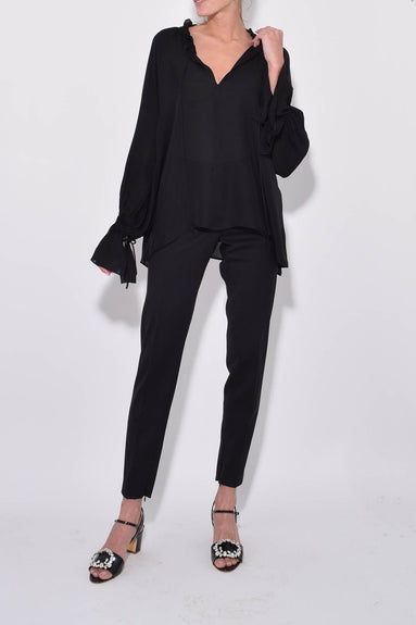 Nili Lotan Clothing Royan Blouse in Black