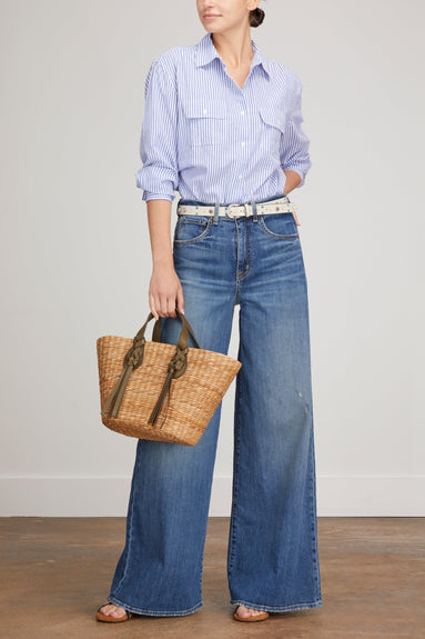 Nili Lotan Tops Felicity Top in Blue/White Stripe