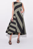 Odeeh Clothing Stripe Sleeveless Dress in Olive/Black