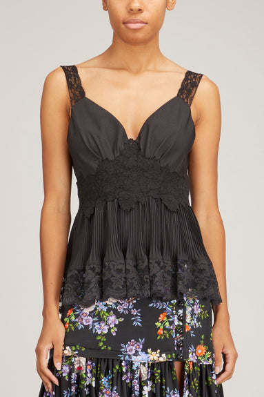 Paco Rabanne Tops Lace Trim Top in Black