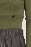 Patou Tops High Neck Rib Jumper in Loden