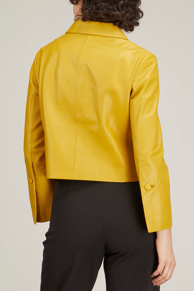 Proenza Schouler White Label Jackets Cropped Leather Blazer in Sulphur Proenza Schouler Cropped Leather Blazer in Sulphur