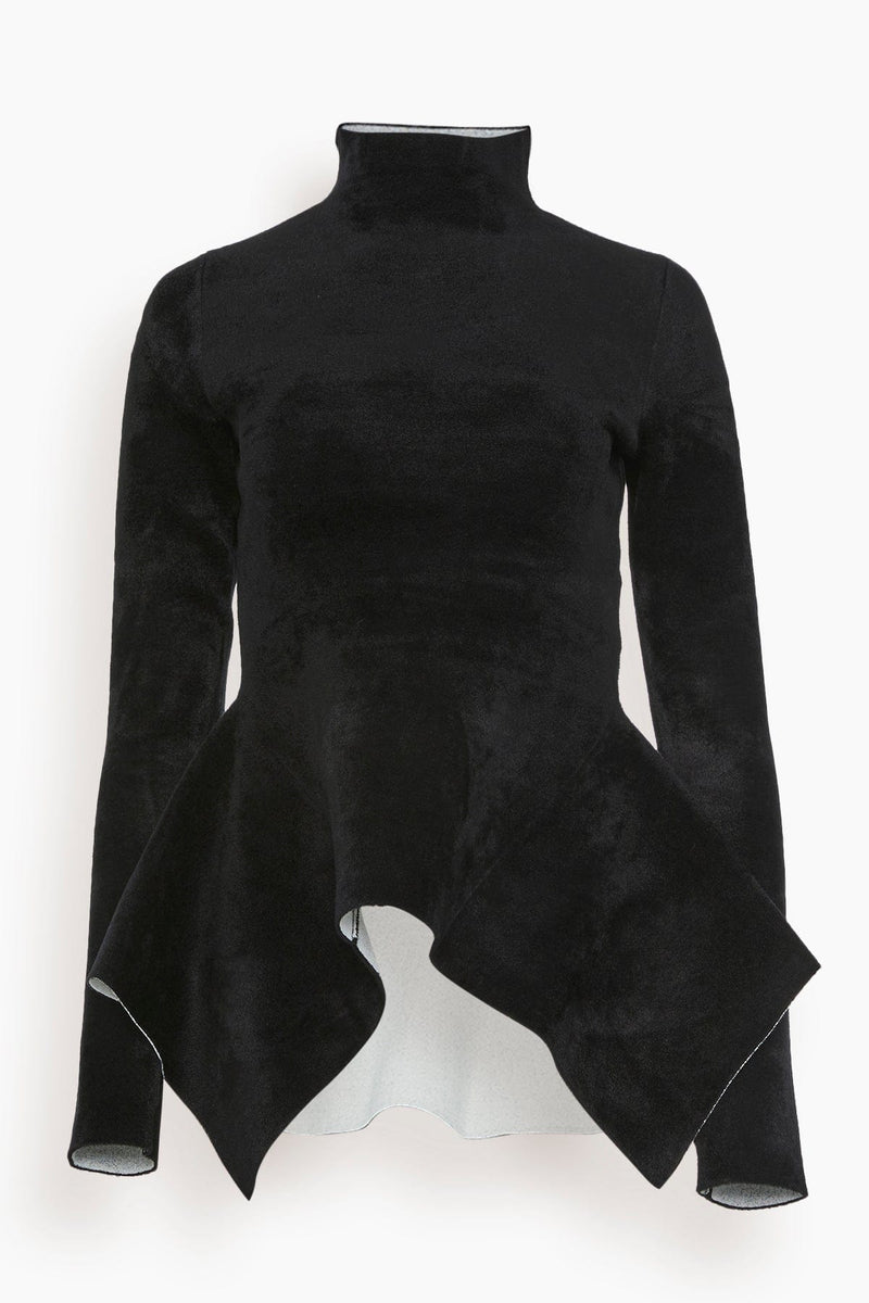 Proenza Schouler Compact Velvet Knit Top in Black/Off White