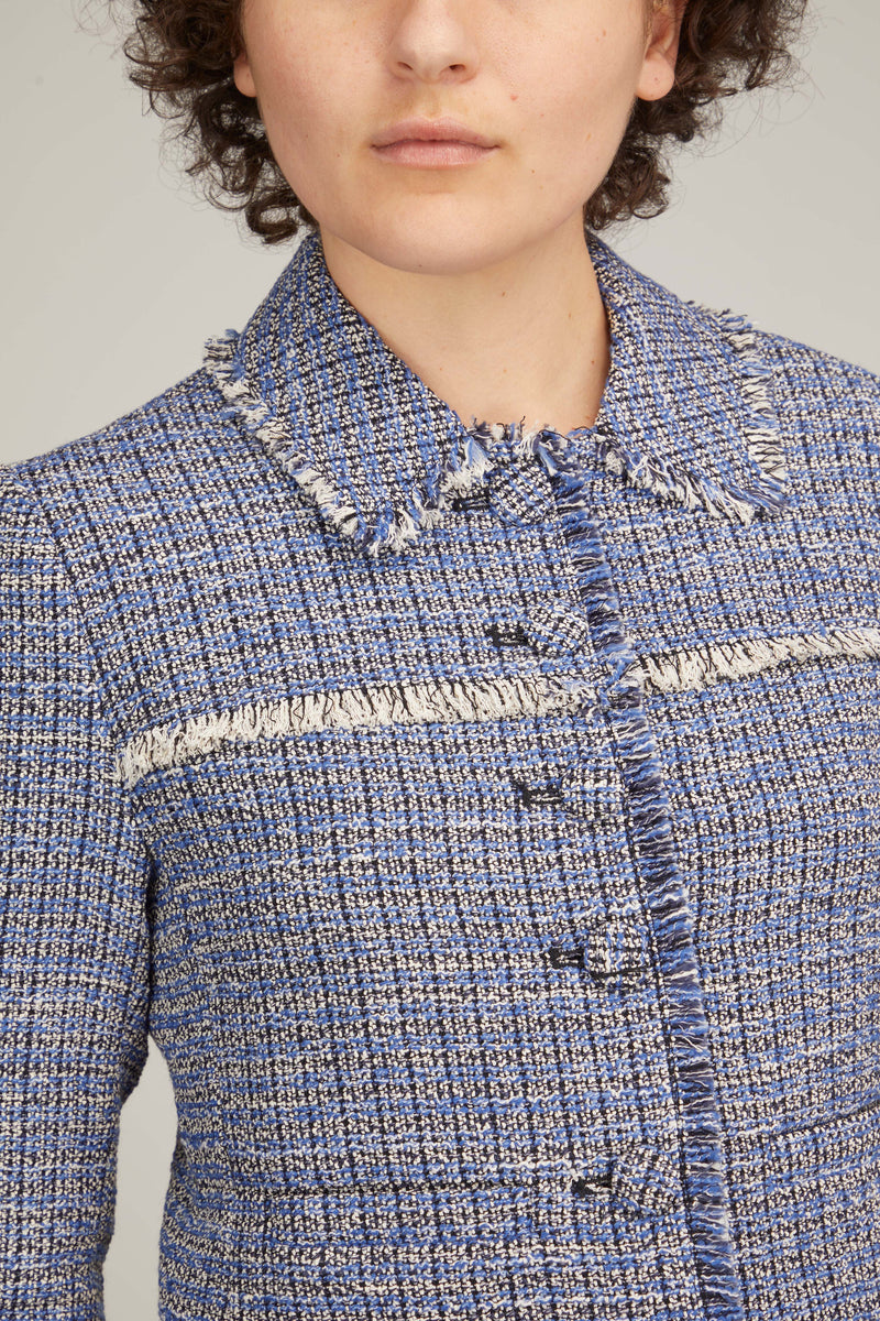 Proenza Schouler White Label Cropped Tweed Jacket in Blue Multi – Hampden  Clothing