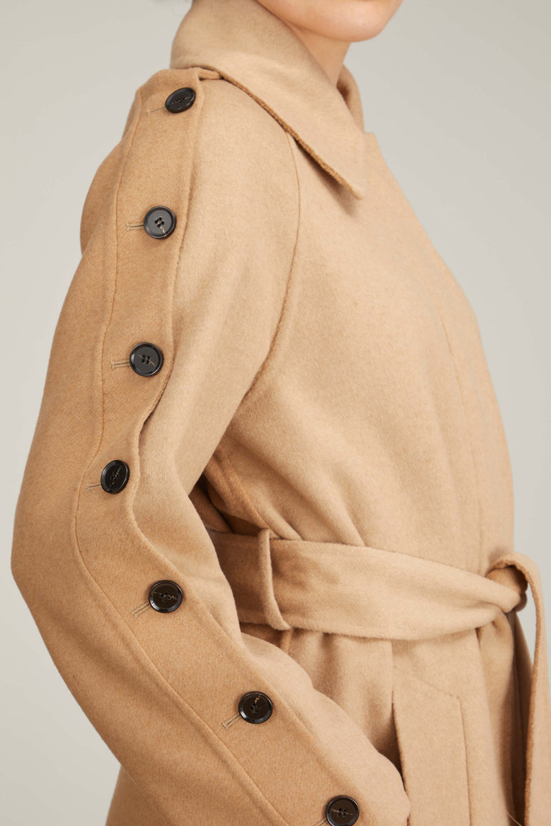 Wool Cashmere Tailored Coat in Camel Melange - Women