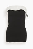 Proenza Schouler Tops Textured Viscose Strapless Knit Top in Black Multi