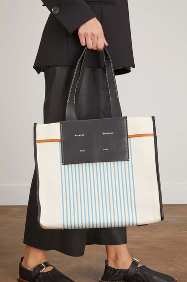 Proenza Schouler White Label Tote Bags XL Morris Stripe Canvas Tote in Cornflower/Natural