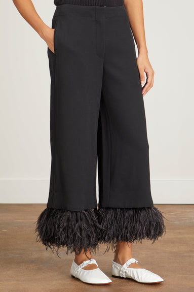 Proenza Schouler Pants Bi-Stretch Crepe Feather Trim Pant in Black Proenza Schouler Bi-Stretch Crepe Feather Trim Pant in Black