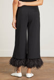 Proenza Schouler Pants Bi-Stretch Crepe Feather Trim Pant in Black Proenza Schouler Bi-Stretch Crepe Feather Trim Pant in Black