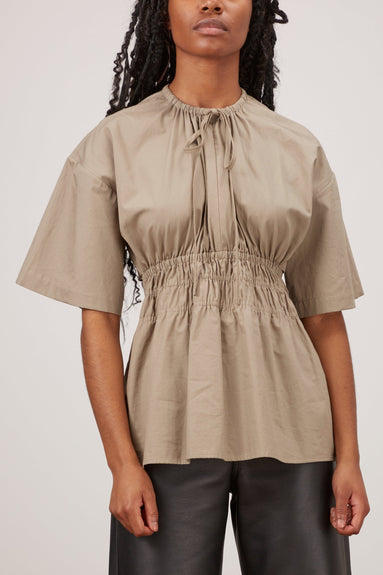 Proenza Schouler White Label Tops Drawstring Blouse in Taupe