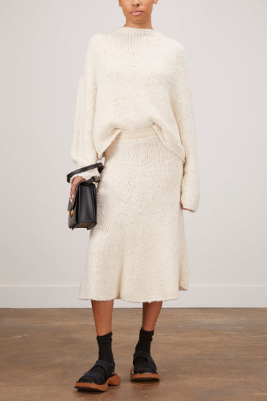 Proenza Schouler Skirts Frayed Cotton Knit Skirt in Ecru