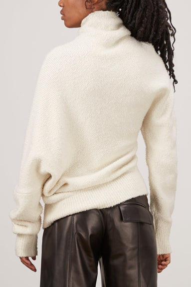 Proenza Schouler Sweaters Fuzzy Boucle Twisted Sweater in Ecru