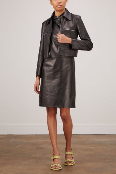 Proenza Schouler Jackets Grainy Leather Cropped Jacket in Black