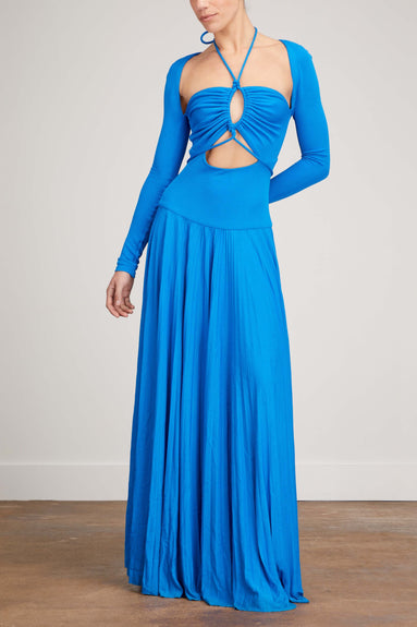 Proenza Schouler Dresses Pleated Matte Jersey Halter Dress in Blue