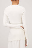 Proenza Schouler Sweaters Textured Viscose Knit Sweater in Off White Multi