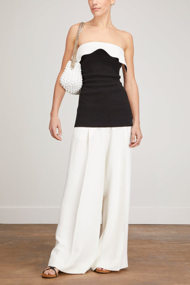 Proenza Schouler Tops Textured Viscose Strapless Knit Top in Black Multi