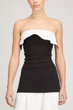 Proenza Schouler Tops Textured Viscose Strapless Knit Top in Black Multi