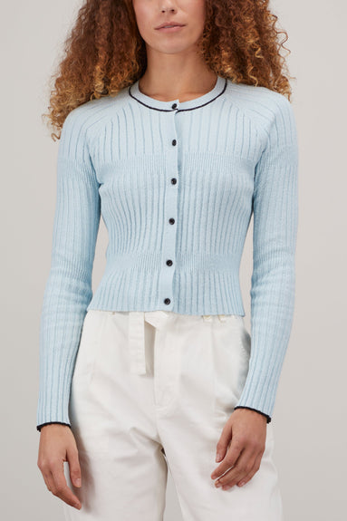 Proenza Schouler White Label Sweaters Boucle Cropped Cardigan Sky Blue/Black
