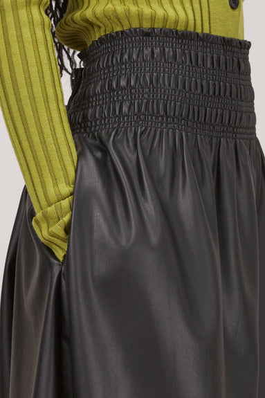 Proenza Schouler White Label Tops Faux Leather Smocked Skirt in Black
