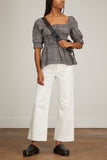 Proenza Schouler White Label Tops Grid Poplin Square Neck Top in Cream/Black