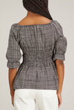 Proenza Schouler White Label Tops Grid Poplin Square Neck Top in Cream/Black