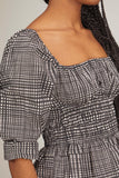 Proenza Schouler White Label Tops Grid Poplin Square Neck Top in Cream/Black
