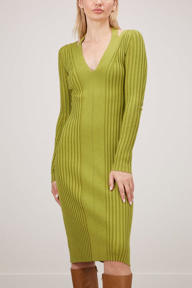 Proenza Schouler White Label Dresses Knit Halter Dress in Chartreuse