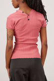 Proenza Schouler White Label Tops Knit Short Sleeve Polo Top in Rose