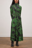 Proenza Schouler White Label Dresses Marble Jersey Turtleneck Dress in Kelly Green/Black