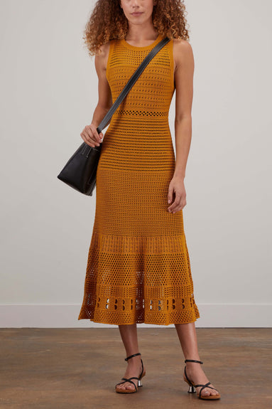Proenza Schouler White Label Dresses Pointelle Sleeveless Dress in Golden Rod