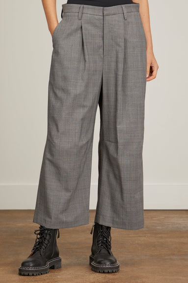 R13 Pants Articulated Knee Trouser in Dark Grey Glen Plaid