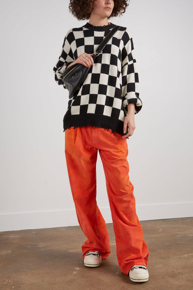R13 Sweaters Oversized Sweater in B&W Checker