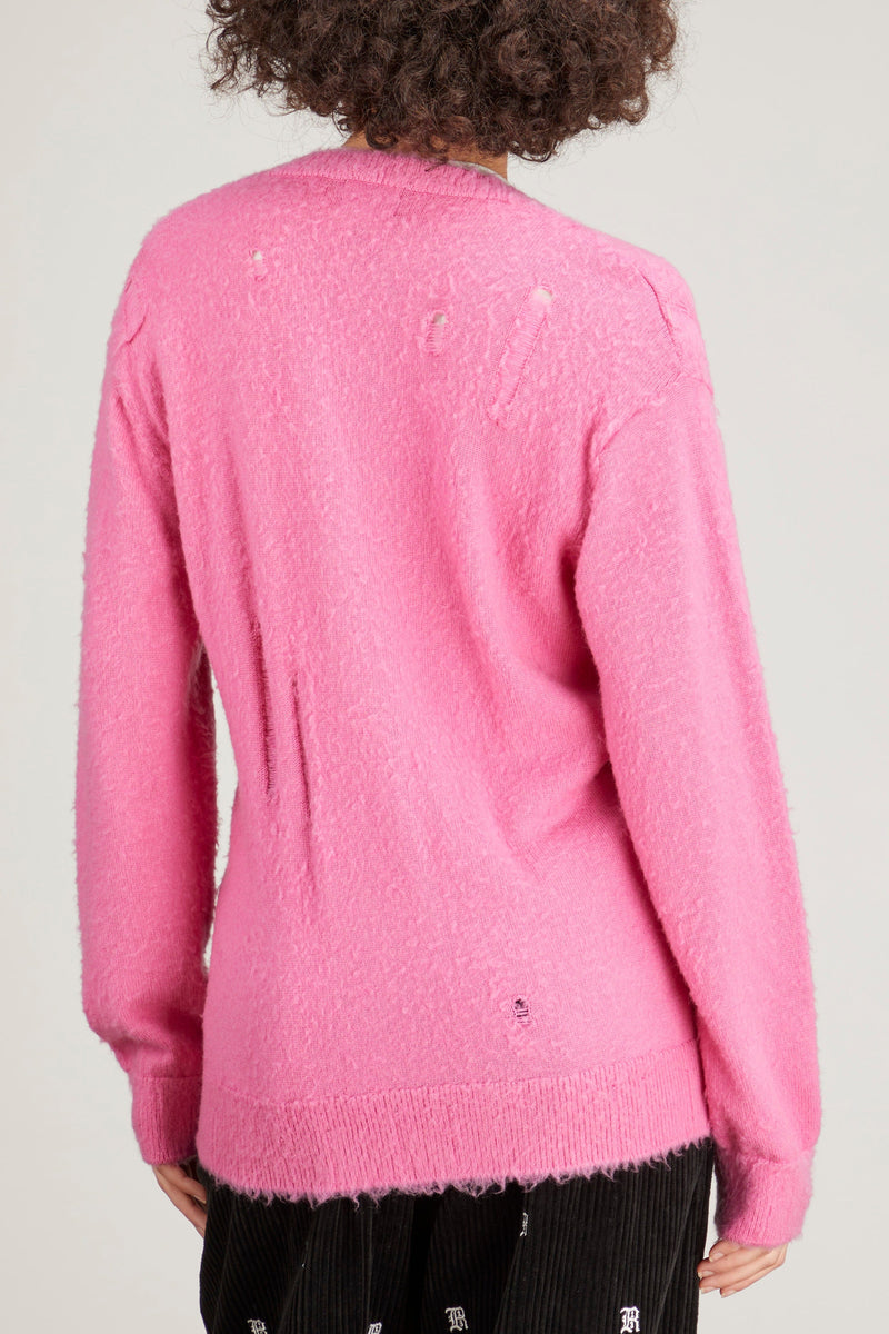 R13 Shaggy Oversized Distressed Edge Cardigan in Pink – Hampden
