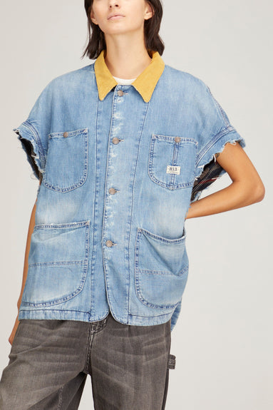 R13 Jackets Sleeveless Chore Jacket in Jackson Blue R13 Sleeveless Chore Jacket in Jackson Blue