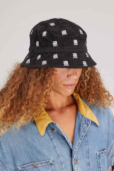 R13 Hats R13 Bucket Hat with Logo in Black