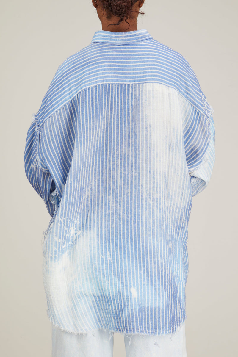 Striped Dropped Shoulder Smocked Wristband Shirt – Flyclothing LLC