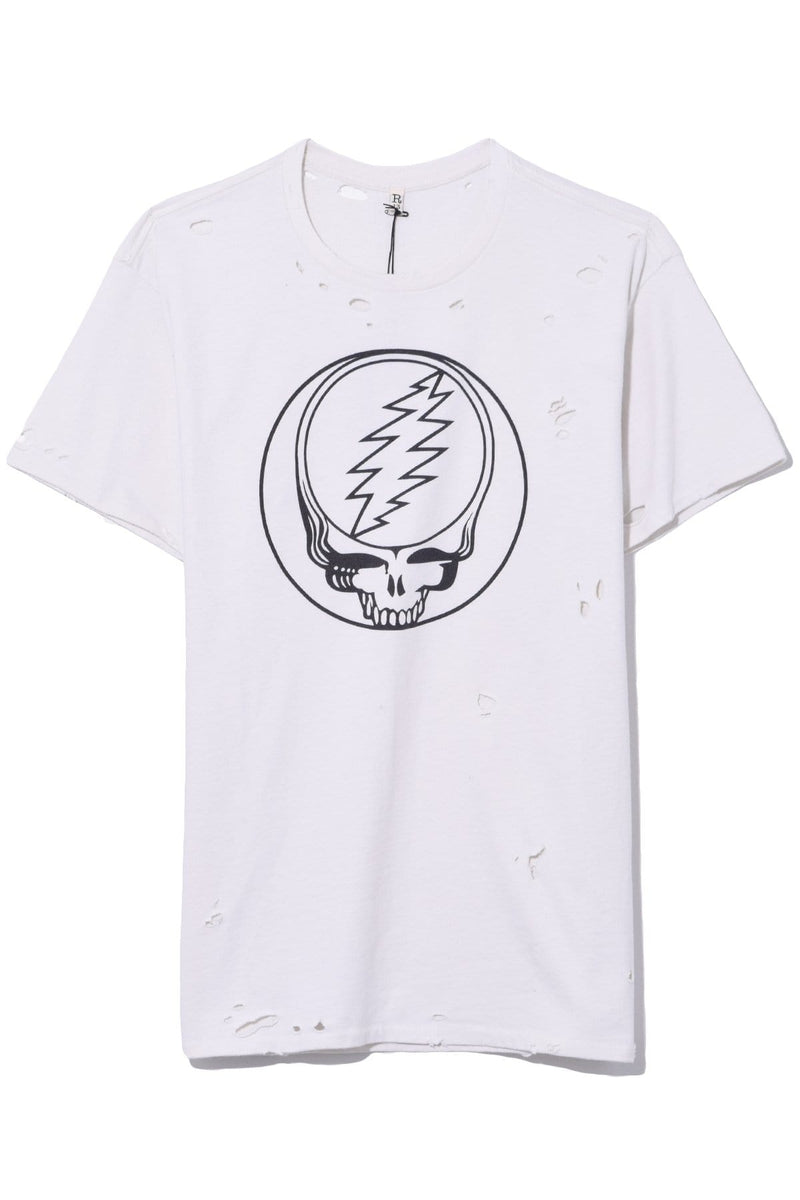 Steal Your Face Distressed Boy T in Dirty White Hampden Clothing