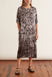 Raquel Allegra Dresses Matte Satin Tie Dye T-Shirt Dress in Slate Tie Dye Raquel Allegra Matte Satin Tie Dye T-Shirt Dress in Slate Tie Dye