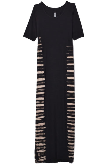 Raquel Allegra Clothing Column Dress in Black Earth Tie Dye
