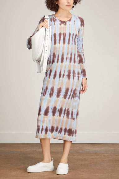 Raquel Allegra Dresses Fitted Long Sleeve Dress in Grey Hills Forms Tie Dye