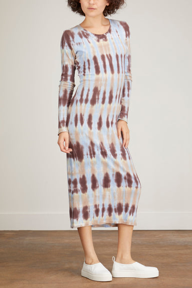 Raquel Allegra Dresses Fitted Long Sleeve Dress in Grey Hills Forms Tie Dye